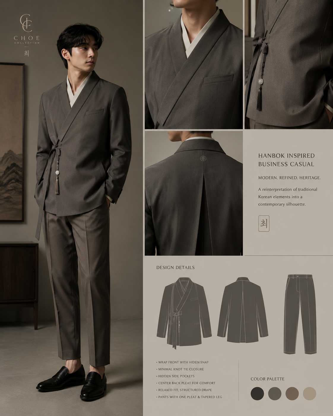 Charcoal hanbok-inspired menswear suit